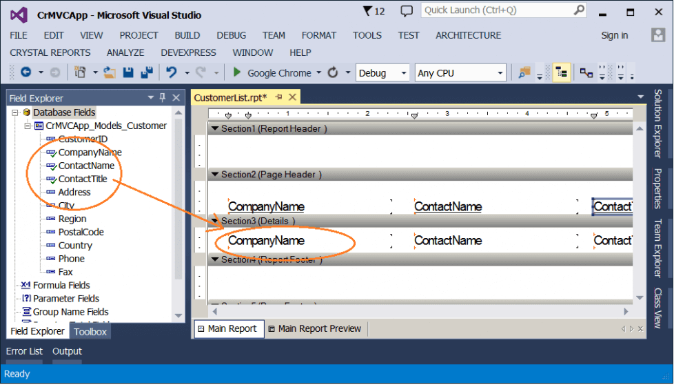 Crystal Reports in MVC and Entity Model
