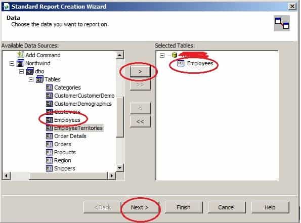 Create Your First Crystal Report - Add Table to the Report