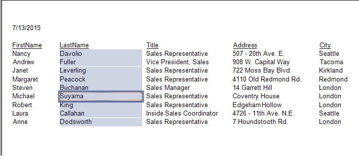 Create your first Crystal Report Report Generated