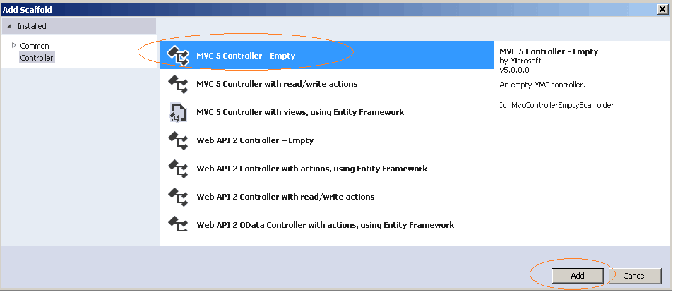 Add New MVC Controller