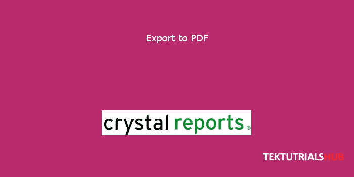 Crystal report Export To PDF