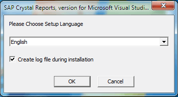  Crystal Reports Installation Choose the language