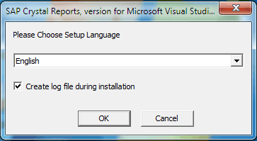 Crystal Reports Installation Choose the language