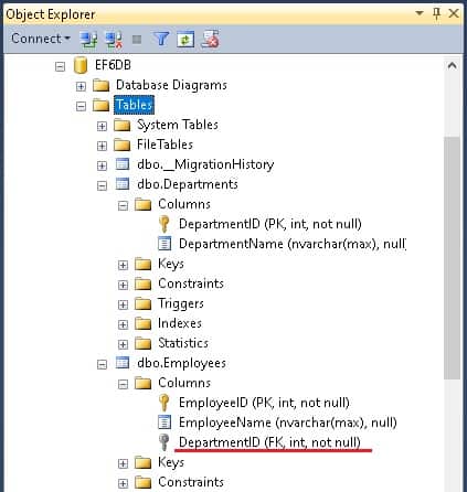 visual studio server explorer foreign key