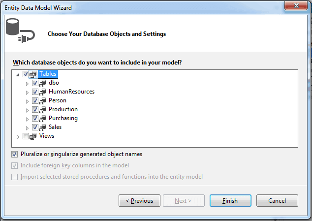 Choose Your Data objects and settings