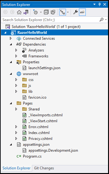 ASP.NET Core Razor Pages Solution Structure