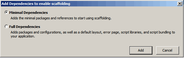 Add Dependencies to enable scaffolding