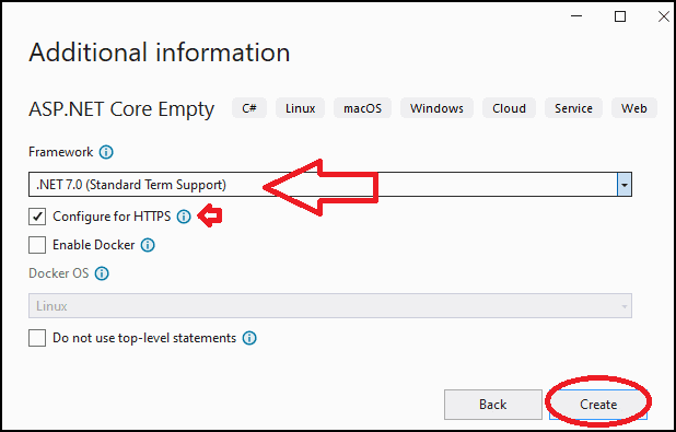 Choose .NET 7.0 Framework