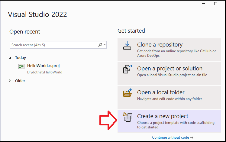 Create a new ASP.NET core project