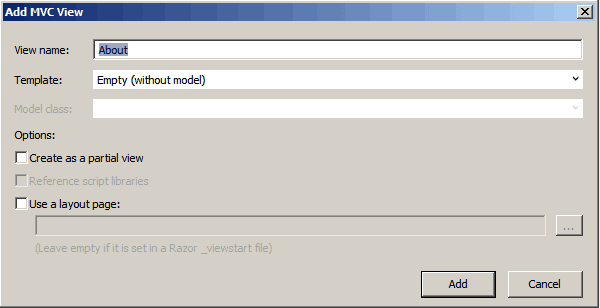 Add View Dialog