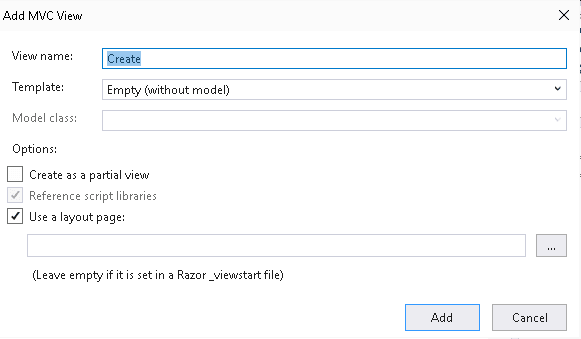 ASP.NET Core Empty View