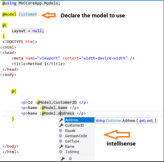 Strongly Typed View in ASP.NET Core