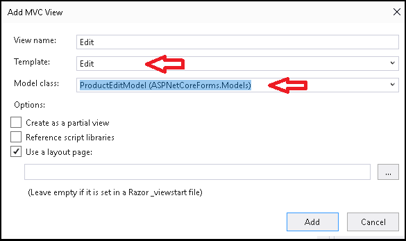 Using Visual Studio Scaffolding to Create the Strongly Typed View