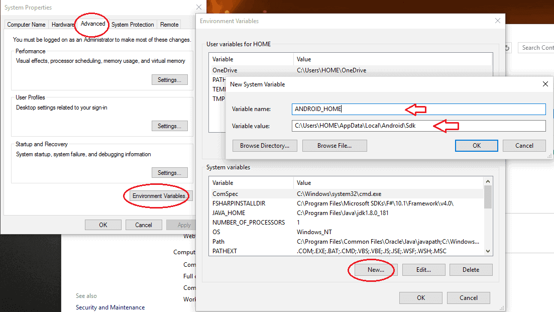 ANDROID_HOME Environment Variables