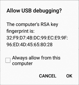Allow USB Debugging from this Computer