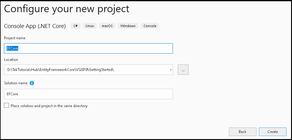 Configure your new project wizard