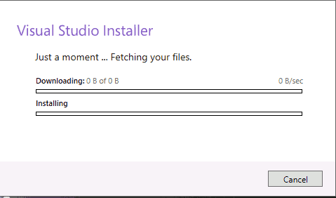 Downloading Fetching Visual Studio 2017 Installer