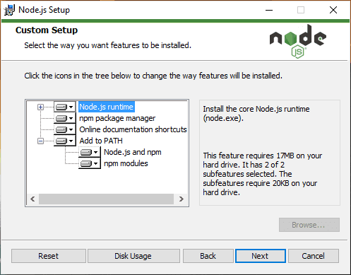 NodeJS Select Features