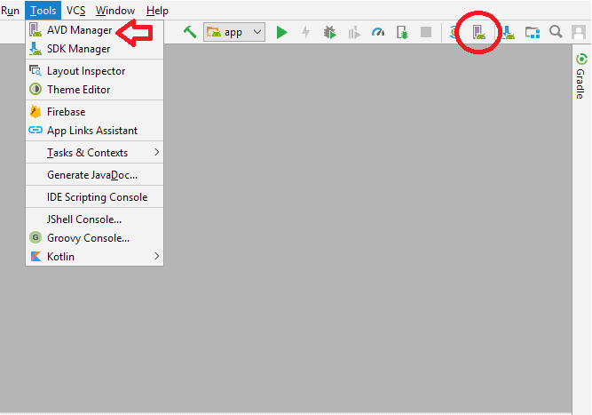 Open Android Virtual Device Manager in Android Studio