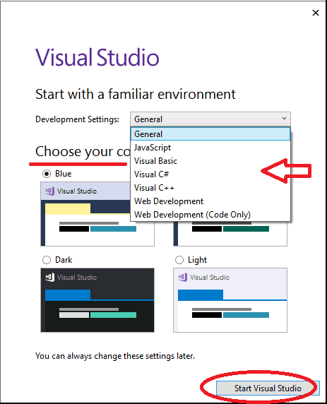 Start Visual Studio 2017