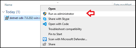 Dot Net SDK Begin Installation