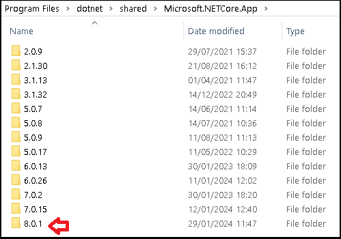 Find out which version of DOT Net runtime is Installed