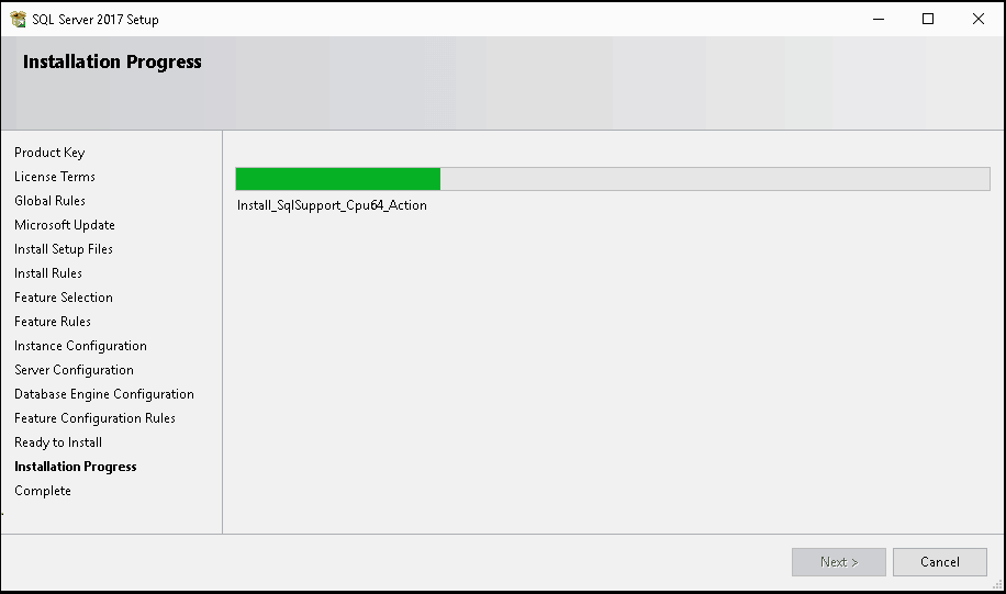 SQL Server Installation in Progress