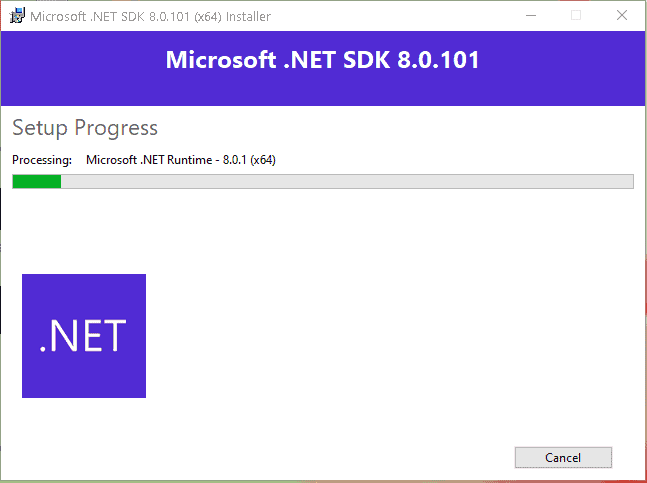 .NET  Installation in Progress