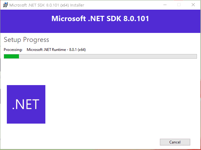 .NET Installation in Progress