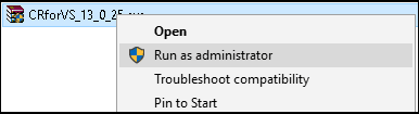 Run setup as administrator