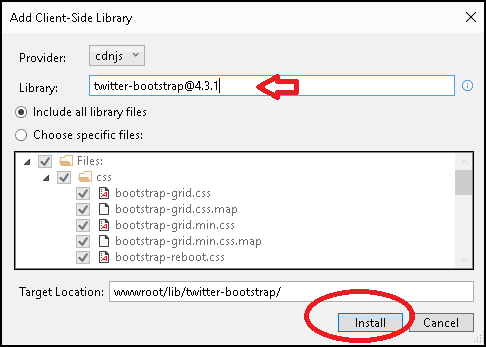 Using LibMan to add client side library