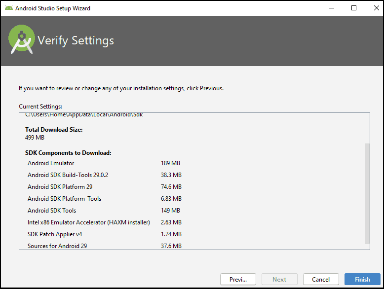 Verify all the settings