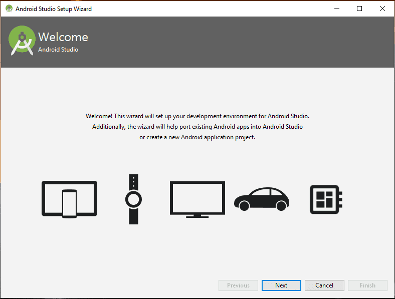 Welcome to Android Studio Setup Wizard