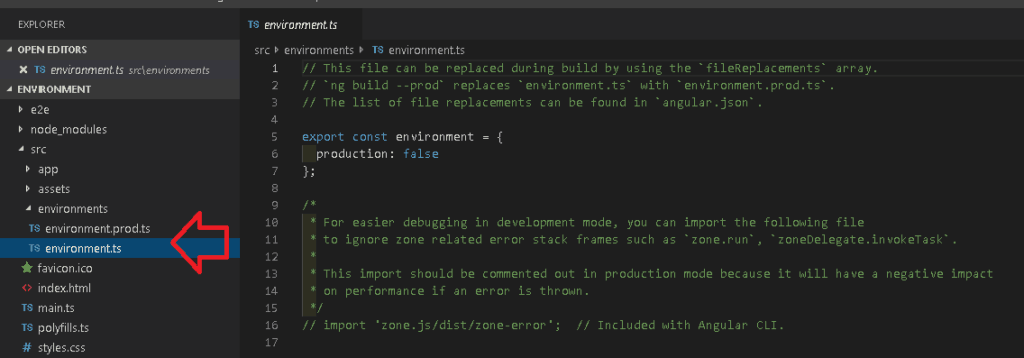 Location of Angular Environment Variable