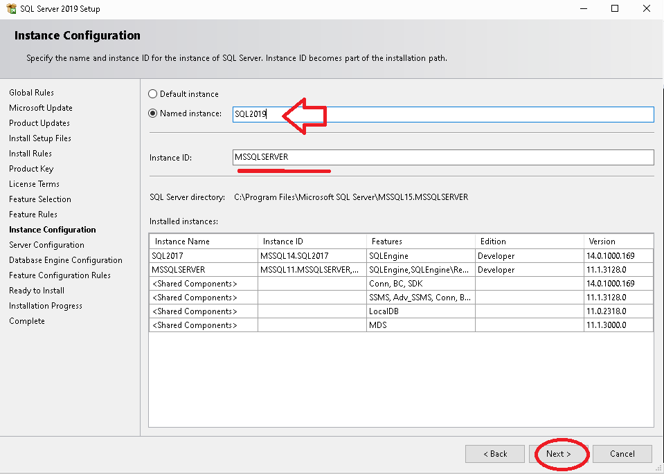 Instance Configuration - Named Instance