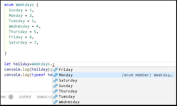 intellisense help in Typescript Enum