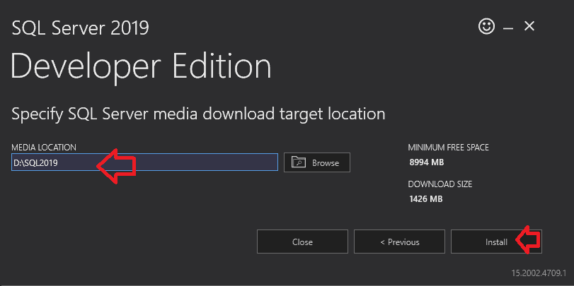 Specify SQL Server media download target location