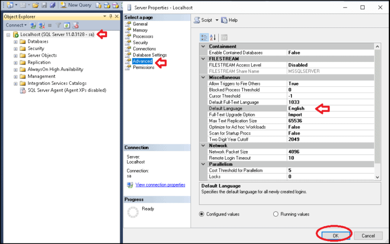 Setting & working with language in SQL SERVER - Tektutorialshub