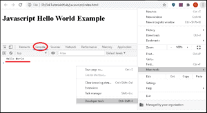 JavaScript Hello World Example - Tektutorialshub
