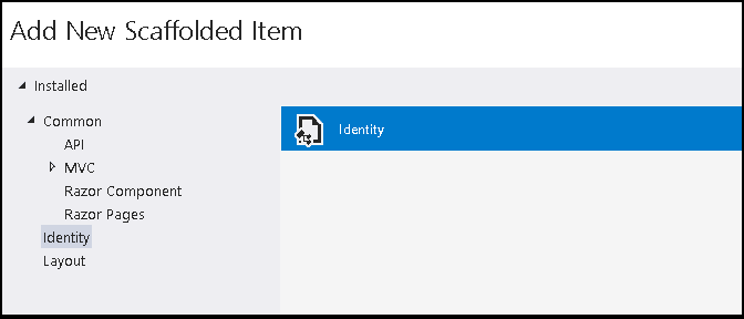 Add New Scaffold Identity Item