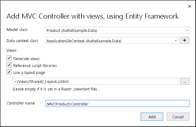 Adding MVC Controller