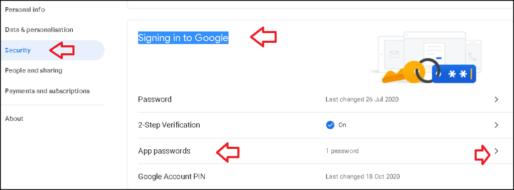 Create App Password in google