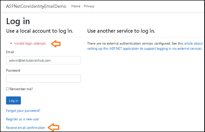 Invalid Login Attempt