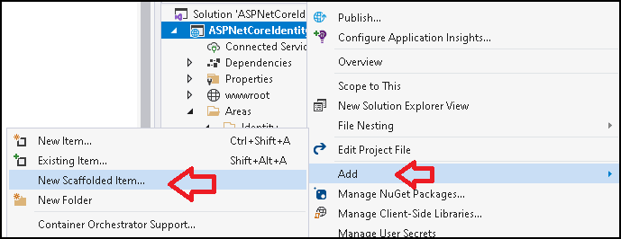 Scaffold Identity UI in ASP.NET Core