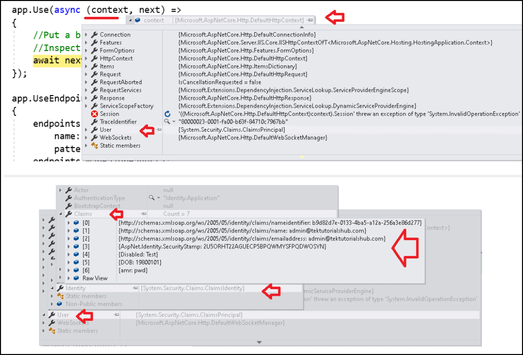 Viewing Claims in ASP.NET Core in the Middleware Pipeline