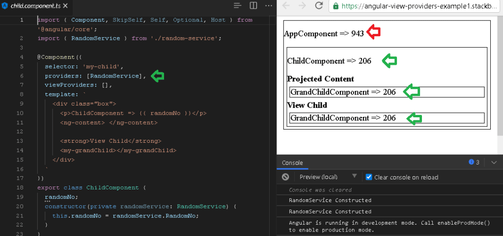 ViewProviders in Angular Example