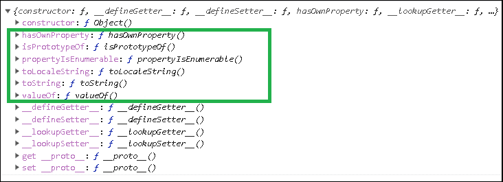 properties that you inherit from Object.prototype