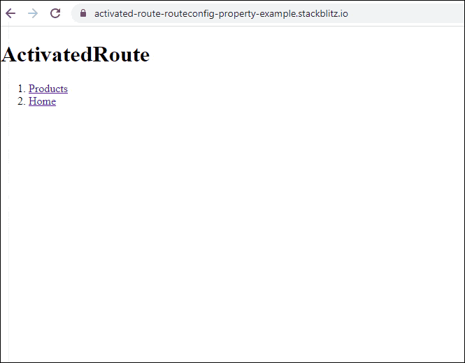 ActivatedRoute RouteConfig property Example