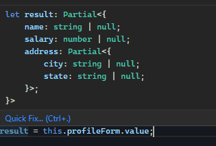 Type of FormGroup.Value also inferred Angular