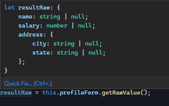 Type of FormGroup.getRawValue also inferred without using the partial type
